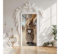 3D Wombat Wildlife Door Sticker Self-Adhesive 80X200 cm, Cute Animal Door Stickers Poster Removable Vinyl Wallpaper Poster for Interior Bedroom Decor