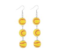 3D Wood Sport Ball Dangle Earrings Baseball Football Soccer Drop Earrings Player Fans Jewelry Gifts for Women, S, Wood, No Gemstone
