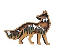 3D Wooden Animal Decor, Deer and Bear Home Decor for Wall and Tabletop,Best Gift for Christmas (Fox)