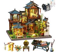 3d Wooden Assembly Model, Diy Chinese Courtyard Toy, With Led Light And Music Movement, Hand-assembled Architectural Model, Creative Holiday Birthday Gift (Without Dust Cover)
