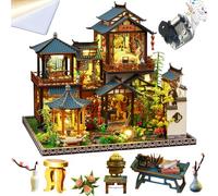 3d Wooden Assembly Model, Diy Chinese Courtyard Toy, With Led Light And Music Movement, Hand-assembled Architectural Model, Creative Holiday Birthday Gift (With Dust Cover)