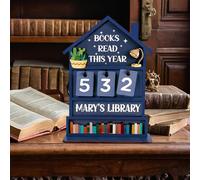 3D Wooden Bookcase, Modern Wooden Book Counter, Reading Counter for Book Lovers as a Sign, Decorative Reading Counter Manual, with Counting Mechanism, 18 x 13 cm