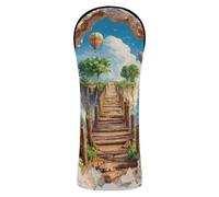 3D Wooden Bridge Island Golf Head Cover Premium Leather Accessories with Interchangeable No. Tags for Woods and Driver Fairway Hybrid