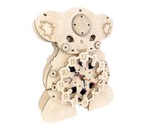3D Wooden Clock - Koala Puzzle DIY Kit, Craft Model for Adults, Mechanical Desktop Puzzle, Educational Creative Kit with Precise Interlocking Pieces | DIY Crafts Home Office
