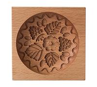 3D Wooden Cookie Molds, Embossing Baking Mould Tools, Gingerbread Biscuit Stamp Flower Pattern Kitchen Bakery Baking Tool (04)