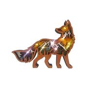 3D Wooden Crafts Decor, Light Up Fox Decor,Animal Fox Decoration with Led,Wooden Animals Crafts,Christmas Table Decoration (With LED)
