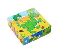 3D Wooden Cube Block Jigsaw Puzzle - 9 Pieces Educational Assembly for Kids | Six-Sided Safe Wooden Toys Preschool Children Learning | Jigsaw Puzzles, Kindergarten STEM, Home Classroom Play, 15x13x4cm