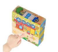 3D Wooden Cube Block Jigsaw Puzzle - 9 Pieces Educational Assembly for Kids | Six-Sided Safe Wooden Toys Preschool Children Learning | Jigsaw Puzzles, Kindergarten STEM, Home Classroom Play, 15x13x4cm