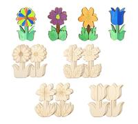 3D Wooden Flower Craft Set - 16 Pieces, 4 Botanical Designs | Slot-Together Self-Standing Floral Ornaments | Unfinished Wood Blanks for Painting, Home Décor, Weddings, Crafting & Gifting