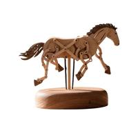 3D Wooden Horse Qianli Dynamic Model Handmade Animal Sculpture Desktop Decoration Gift for Relaxation (No Musical Mechanism/Finished Product)