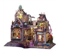 3D Wooden Magic Castle Puzzle House, DIY Creative Handcrafted Assembly Building Model Kit for Adults to Build, Desktop Display, Miniature Fairy Tale Street Scene, 300+PCS