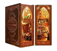 3D Wooden Magic Library Book Nook Kit - Enchanting Bookshelf Insert with Touch LED | DIY Bookend Decor | Ideal for Adults & Teens (Library)