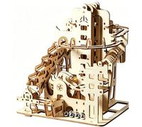 3D Wooden Marble Run Puzzle DIY Kit to Build for Adults -Mechanical Gear Track STEM Building model with Hand-Cranked Marble Lift & Spiral Slide, Display Collection Gift Men & Teens