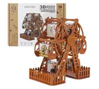 3D Wooden Model Kits for Adults, Mechanical 3D Puzzles Ferris Wheel with Photo Album, DIY Model Building Kits to Build, Personalized Picture Frame Craft, Unique Anniversary Birthday Gift for Men Women