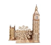 3D Wooden Puzzle Big Ben Clock Scene Ferris Wheel Model To Build Kit for Adults DIY Craft Unique Display Piece Perfect Christmas or Birthday Gift