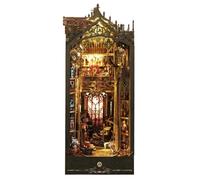 3D Wooden Puzzle Magic Castle for Adults, Bookend Model Kit with LED Lighting and Mechanical Music Box, Home Decoration, Birthday Gift, DIY Set (Kit Version)