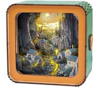 3D Wooden Puzzle Nightlight for Adults, LED Home Décor, Thanksgiving Gift for Family Friend (Canyon Village)