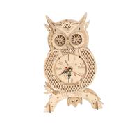 3D Wooden Puzzle Owl Clock Desktop Decoration Handicraft Unique Desk Clock Decor for Farmhouse Office Indoor