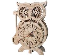 3D Wooden Puzzle Owl Clock Pendulum Mechanical Model Kits for Adults to Build Woodcraft Kit DIY Handmade Gift for Birthday And Christmas