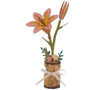 3D Wooden Puzzle Pink Lilies Model Kit, DIY Artificial Flowers for Adults, Creative Home Decor and Valentine's Day Gift