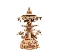 3D Wooden Puzzle Rotating Enchanted Sky City Box, Mechanical DIY Assembly Melody Display Motor Model Kits for Adults to Build, Gift for Handcraft Lovers, 448+PCS