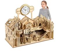 3D Wooden Puzzle - Wood, 12.59x9.05in Mini DIY House Educational Toy | Hands-On Creative Building Fun Logical Thinking Game For Kids, Classrooms, Playrooms, STEM Learning, Holiday