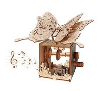 3D Wooden Puzzles Butterfly Music Box Hand Cranked Model Kits for Adults - with Music Movement DIY Handmade Puzzles Crafts for Adults & Teenager Creative Model Building Project for Birthday Christmas