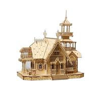 3D Wooden Puzzles For Adult,Retro Villa Puzzle With LED Lights, DIY Villa Wooden Model,for Adults To Build, Brain-Teasing Puzzle Game Gift 267 Pcs.
