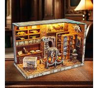 3D Wooden Puzzles for Adults, DIY Miniature Dollhouse, Book Nook Kit, Built-in LED Model Kit, Dinosaur Museum, Book Nook Kit, 3D Wooden Puzzle Bookshelf Crafts Kits, for Family and Friends