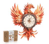 3D Wooden Puzzles for Adults, Fire Phoenix Clock Model Kits with Pendulum