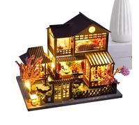 3D Wooden Puzzles for Adults - Kit for Dollhouses for Adults | Miniature Kit for Adult Houses | Building Blocks for Villas with LED Light, Realistic for the Library