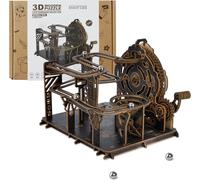 3D Wooden Puzzles for Adults, Mechanical Marble Run Model Kits to Build, DIY Wooden Puzzle with 6 Steel Marbles, Unique Birthday Gifts for Women Men