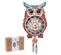 3D Wooden Puzzles for Adults, Owl Clock Model Kits with Pendulum