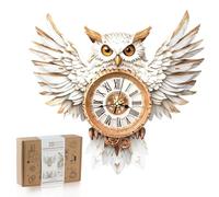 3D Wooden Puzzles for Adults, Snowy Owl Clock Model Kits with Pendulum | Wooden Model kits for adults, 3D Puzzle Room Home Decor Wall Clock Kit, Holiday Anniversary Christmas Day Gifts for Men Women