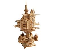 3D Wooden Puzzles for Adults, Steampunk DIY Wooden Castle Mechanical Building Set with Lights, Fantasy Structure Model for Craft Hobby & Home Display (465PCS)