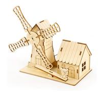 3d Wooden Puzzles for Kids Solar-powered Windmill Model House Building Kit - Steam Educational Diy Craft with Panda Seesaw 3D Puzzles for Kids