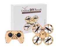 3D Wooden Quadcopter Plane Assembly Kit with 2.4G Remote Control, Dual Rechargeable Batteries & Stable Flight Structure, Hands-On RC Aircraft Build for Outdoor Flying, Gift for Adults