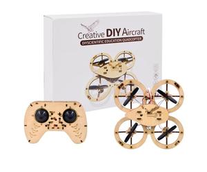 3D Wooden Quadcopter Plane Assembly Kit with 2.4G Remote Control, Dual Rechargeable Batteries & Stable Flight Structure, Hands-On RC Aircraft Build for Outdoor Flying, Gift for Adults
