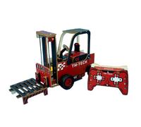 3D Wooden RC Forklift Model with Horn Sounds for Adults to Build, 2.4G Remote Control Construction Vehicle DIY Assembly Model Kit, Gift for Mini Car Enthusiasts (100+PCS)