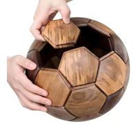 3D Wooden Soccer Building Block Set Puzzle,for World Cup Football 2026 Decorations,DIY Handmade 3D Educational Gift, World Cup Souvenirs, Luxury Home & The Office Decoration Ornaments (Walnut + Teak)