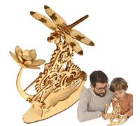 3D Wooden Spaceship Model - Wood 19.4 x 16.5 x 24.5 cm Mechanical Construction Kit | Building Puzzle Flying Dragonfly, Brain Teaser for Home Decor and Opening Gift