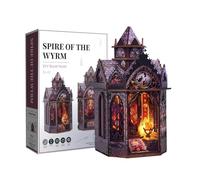 3D Wooden Steampunk Castle Puzzle for Adult to Build - Tower of the Dragon’s Rest Gothic Castle, DIY Wooden House Model Kit, Creative Home Decor & Gift (142 Pieces)