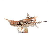 3D Wooden Whale Ship Puzzle, 3D Steampunk Mechanical Boat DIY Assembly Model, Creative Desktop Display for Art Enthusiasts (472 Pieces)