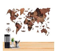 3D Wooden World Map - 100 cm, Decorative Wall Art, Robust Wooden Wall Decoration, Funny , Carved State Capital Design, Elegant Home Accent | Creative Decoration For The Beauty