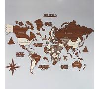 3D Wooden World, Wood Wall Art, Housewarming Gift, World, Wall Art Decor, Wooden World for Travelers, Birthday Gift (XL Standard - 79x47 inches)