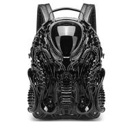 3D Xenomorph Backpack for Men and Women, Cool Dark Style Shoulder Bag, Women Novelty Alien Handbag, Casual Tote Bag for College, Travel, Work, Halloween, black, 23.5x10.5x36.5 cm