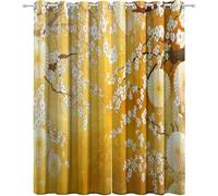 3D Yellow Cherry Blossoms Blackout Curtains for Bedroom Spring Romance Extra Wide Curtains for Living Room Thermal Insulated Eyelet Drapes 90x54 Inch (W x L) 2 Panels Window Treatments A/1296
