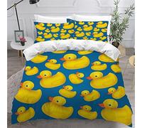 3D Yellow Duck Duvet Cover Single Size Cartoon Animals Printing Bedding Set Soft Microfiber Comforter Cover Lightweight Luxury Bedroom Decor Quilt Cover 3Pcs With Zipper Closure+2 PillowCases