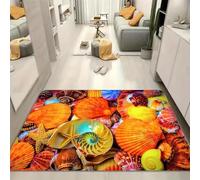 3D Zerbino colorato di conchiglie - vibrante vita oceanica per l'ingresso della casa costiera, perfetto per portare la spiaggia nel tuo arredamento d'interni-40x60cm