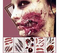 3D Zombie Scar Tattoos Fake Scars Bloody Costume Makeup Halloween Decoration Horror Wound Scary Blood Injury Sticker ，Halloween Party Decorations, Supplies & Favors (style 2)